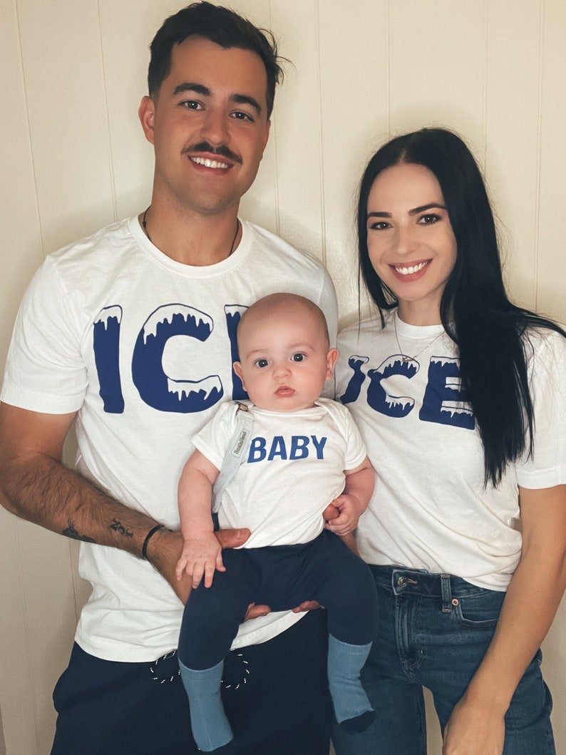 New Family Halloween Costumes, Ice Baby Family Tshirts For Mom Dad and Baby, Group Costumes, Funny New Parents Gift, Gender Reveal Shirts